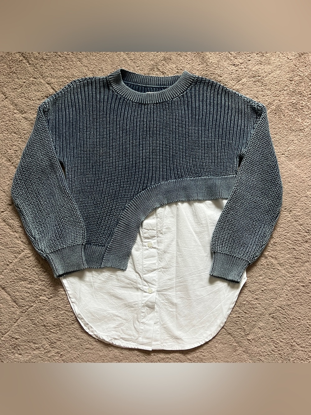Pilcro Anthropologie Asymmetrical Twofer Sweater Preppy Minimalist Office Sz XXS
